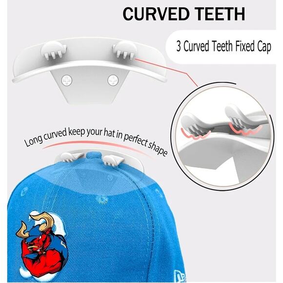 12 Pack Adhesiv Hat Hooks for Wall,Door,Closet, Office, Bedroom(White) - Picture 3 of 7